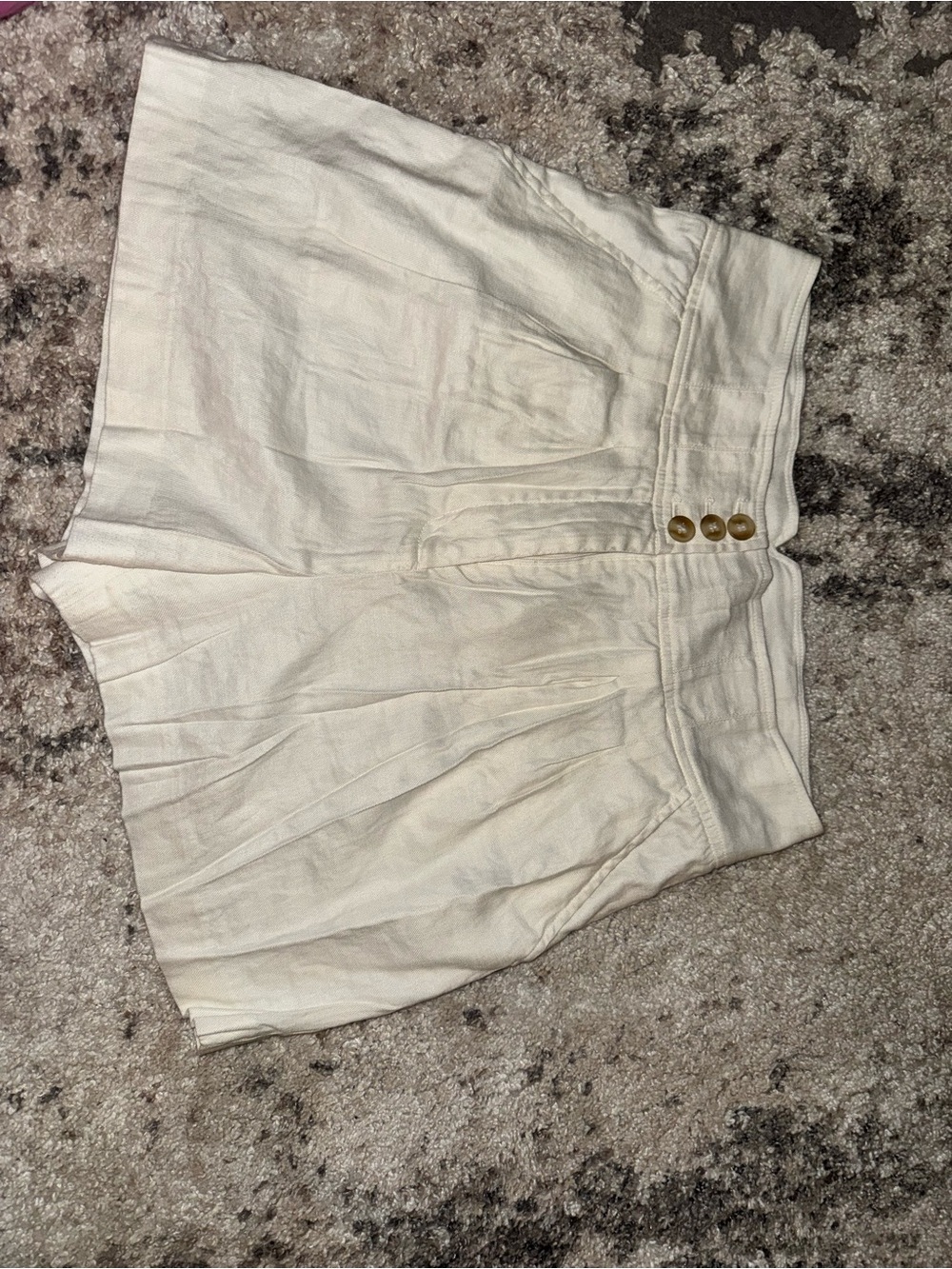 Elie Tahari Cream High-Waist Pleated Shorts with Button Front